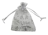 SUNGULF 100pcs Snowflake Organza Pouch Bag Drawstring Strong Christmas Gift Candy Jewelry Party...