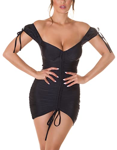Koucla Hot Off Shoulder Kurzarm Minikleid mit Raffung One Size...