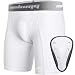 COOLOMG Athletic Cups Youth Boys Sliding Shorts with Protective Cup Baseball Football MMA Lacrosse Hockey White M