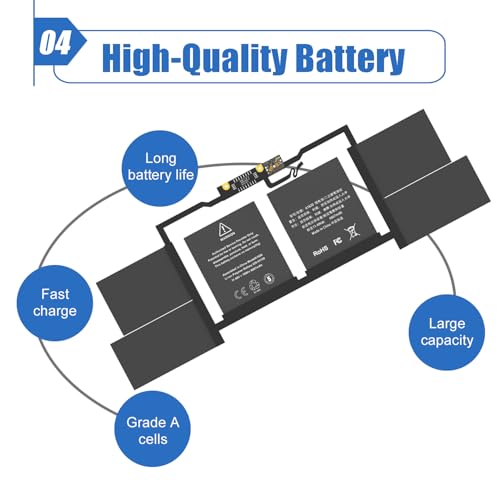 Image of A1820 A1707 Laptop Battery Replacement for MacBook Pro 15 inch A1707 (Late 2016, Mid 2017) Touch Bar EMC 3072 EMC 3162 Series MPTR2LL /A MPTT2LL /A MLW72HN /A MLW82LL /A MLH42LL /A 11.4V 76Wh 6667mAh