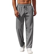 COOFANDY Mens Casual Pants Drawstring Elastic Waist Pants Linen Summer Beach Pants
