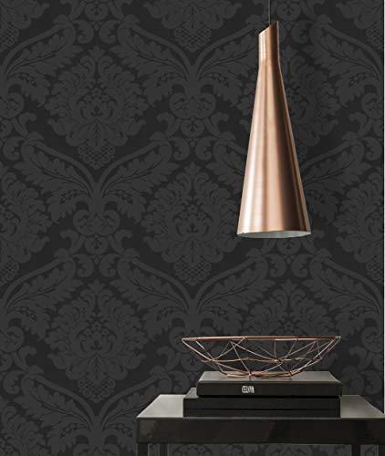 Livingwalls 552631 Strukturtapete Flock, Mustertapete, neo-barock, schwarz - 3