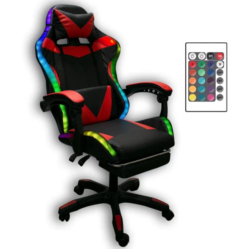 Silla gamer con luz LED, silla de juegos de computadora con...