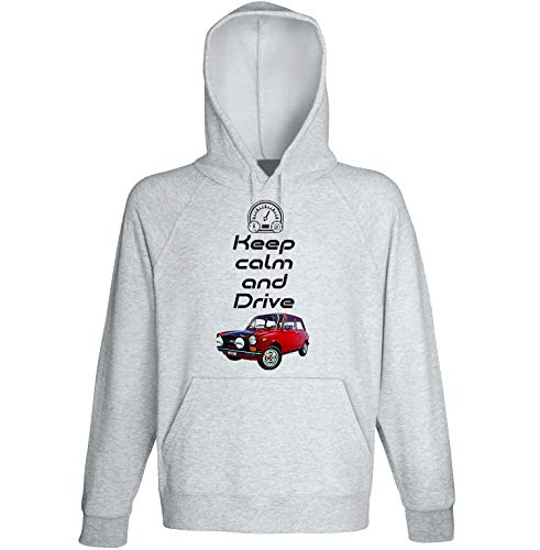  Teesandengines Autobianchi A112 Abarth Keep Calm Felpa Grigia con Cappuccio di Cotone Size XXLarge