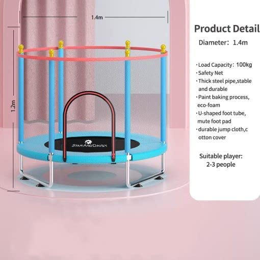 Image of StarAndDaisy 55-Inch Trampoline with Safety Net and U-Shaped Legs for Kids and Adults /Indoor and Outdoor Use /Strong 120KG Weight Capacity /Durable Stainless Steel Frame and Legs (Blue Economy)