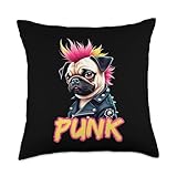 Punk Pug Iconic Punker Look Throw Pillow