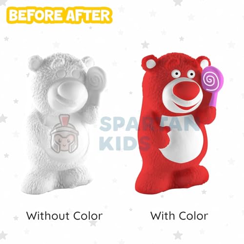 Image of Spartan Kids Paint Your Own Bear Piggy Bank for Kids, DIY Watercolor Craft Activity Set with Lock, Creative Money Saving Box for Boys and Girls, Best Birthday Party Return Gift (15, Bear)