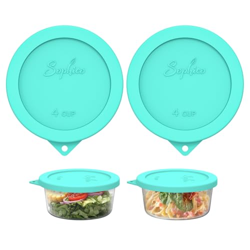 Sophico 4 Cup Round Silicone Storage Cover Lids Replacement for Anchor Hocking and Pyrex 7201-PC Glass Bowls (Container not Included) (Mint-2 Pack)