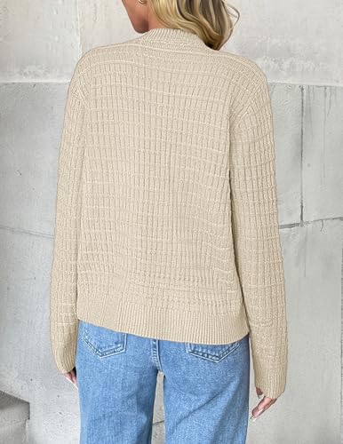 Image of Zeagoo Women's 2026 Cardigan Sweaters Button Down Crew Neck Open Front Long Sleeve Knit Cropped Jackets
