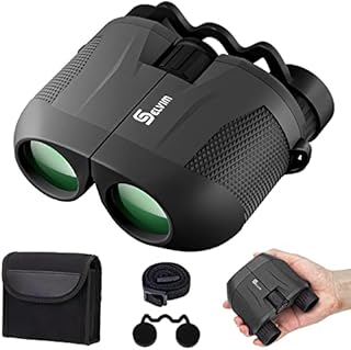 Selvim Compact Binoculars for Adults and Kids, 10x25 Mini Pocket Small Binocular with BAK4 Prism Waterproof & Lightweight HD Binocular for Bird Watching Sports Hunting Travel and Concert Black