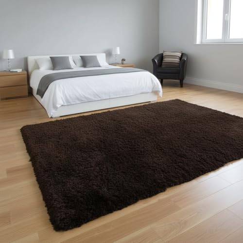 Image of Carpet for Hallway, Kitchen, and Modern Interiors, Cozy Shag Runner for Living Room, Entryway & Office Decor Size 5x7 feet Coffee
