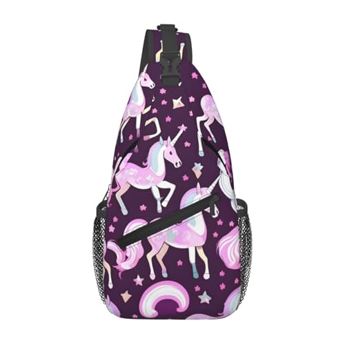 Mochila cruzada ligera con estampado unicornio negra