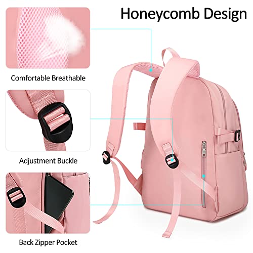 VARLIVOO Casual Meisje Schooltas Student Boekentas Rugzak College Dagrugzak Vrouwen Tieners Rugzak 15.6"Laptop School Reizen Camping Waterdicht Polyester Roze - Image 6