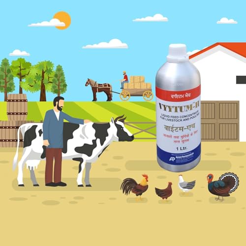 Image of Pharma Vyytum-H Veterinary Vitamin-H for Cow, Cattle, Poultry & Livestock Animals with Vitamin-D3 & E Liquid Feed Supplement for Cattle, Cow and Farm Animals / (1 Litre Pack)