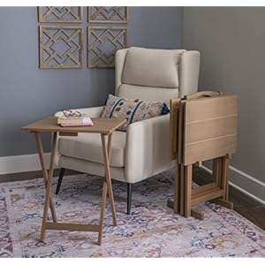 Linon acacia grace tray table set driftwood  urban country home decor