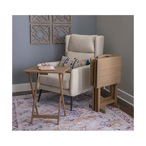 Linon acacia grace tray table set driftwood  urban country home decor
