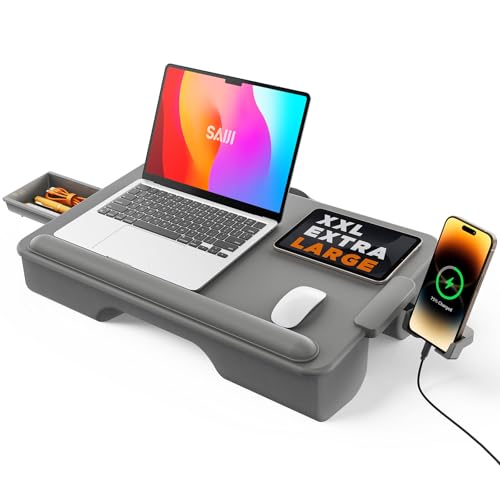Image of SAIJI Lap Desk with Cushion, Computer Laptop Stand, Lap Laptop Table