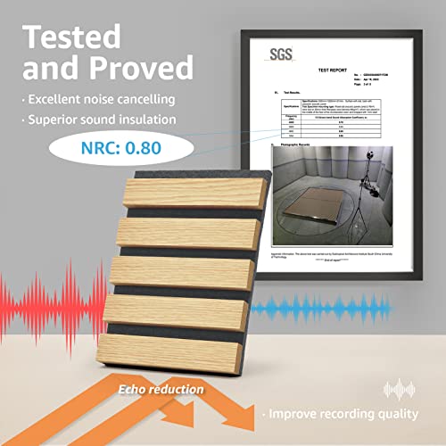 Image of Art3d 4-Pack Soundproof Wood Slat Wall Panels, 94.5 x 7.9 Inch, Oak