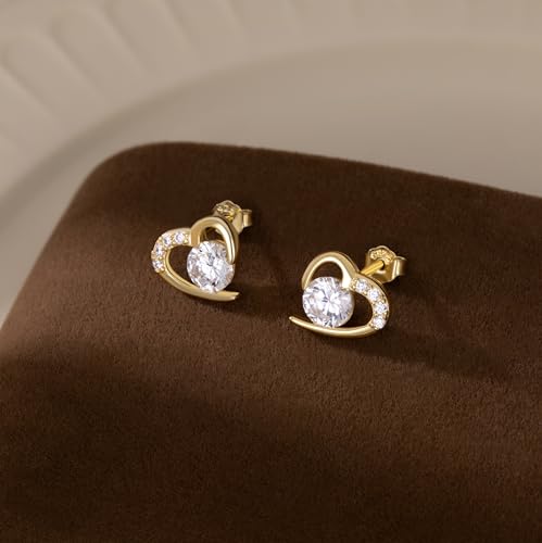 Reffeer Solid 925 Sterling Silver Cute Love Heart Stud Earrings for Women Teen Girls CZ Heart Earrings Stud Hypoallergenic4
