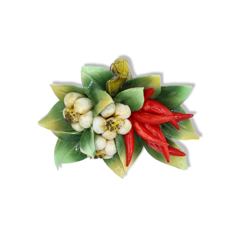SICILIA BEDDA CAPACI Komposition aus Knoblauch und Chili aus feiner Keramik, Breite 20 cm – Mod CPR