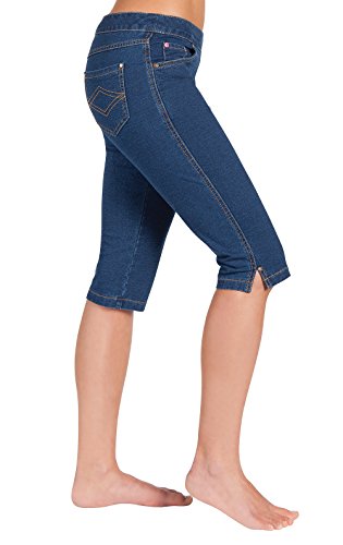Image of PajamaJeans Ladies Bermuda Shorts for Women - Pedal Pushers for Women Knee Length Shorts - Pull on Shorts Women with Pockets, Bluestone Wash, Medium
