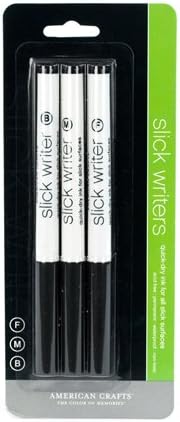 Slick Writer Marker Set by American Crafts | 3-piece marker set in fine, medium and broad tips | Black