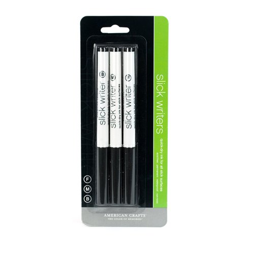 Slick Writer Marker Set by American Crafts | 3-piece marker set in fine, medium and broad tips | Black