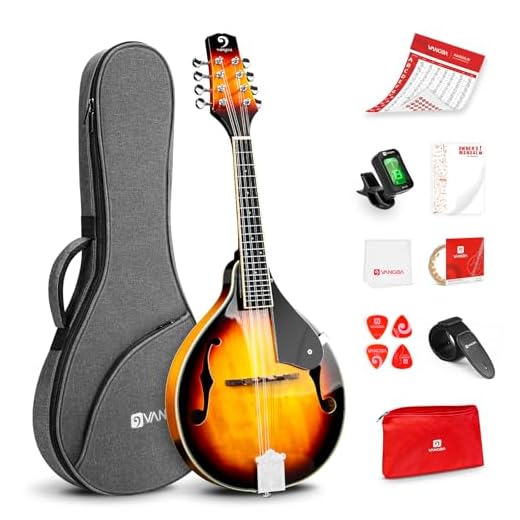 Vangoa Mandolina de 8 Cuerdas Acústica A-Estilo Tradicional Bluegrass Instrumento de Mandolinas para Principiantes, Sunburst