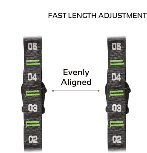 Image of Adjustable Numbered Straps for Gymnastic Rings Steel Carabiners Quick Hook System Easy to Set Up One Pair Strap Only (Green)