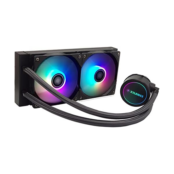 Xilence LiQuRizer XC977 - Refrigerador líquido para CPU (Base múltiple, AiO, 240 mm, 2 Ventiladores ARGB de 120 mm), Color Transparente y Negro