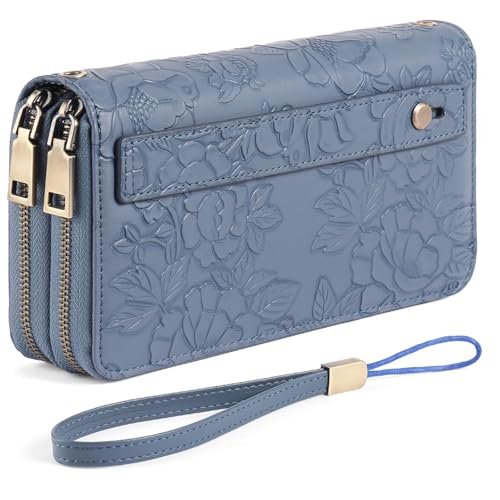 Image of GAEKEAO Wallet for Women Clutch RFID Blocking Wristlet Leather Purse Large Capacity Credit Card Holder with Grip Hand Strap