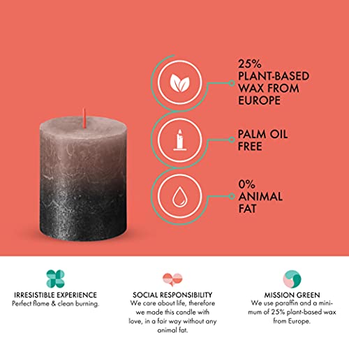 Bolsius 4 Pack Caramel/Black Sunset Rustic Metallic Pillar Candles - 2.75 X 3.25 Inches - Fine European Quality - Natural Eco-Friendly Plant-Based Wax - Unscented Dripless Smokeless 35 Hour Candles #TOP3