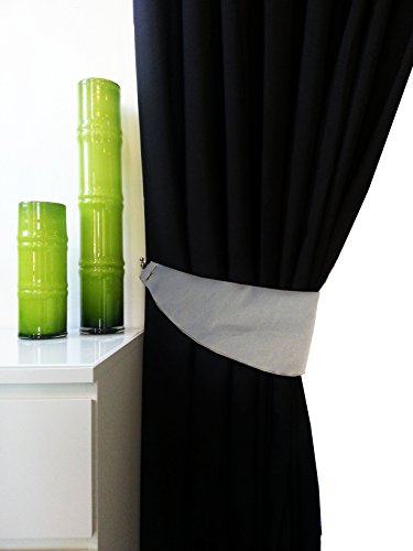 Par de cortinas con ojales en la parte superior, totalmente forradas, 3 tonos, negro, gris, plata...