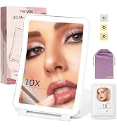 10X/1X Magnification Lighted Makeup Mirror with Lights, Rechargeable Magnifying Mirror with 80LED...