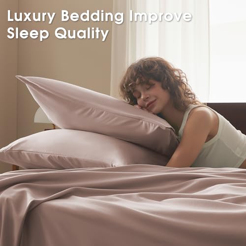 Image of Full Size 4 Piece Sheet Set - Comfy Breathable & Cooling Bed Sheets Set, Soft and Wrinkle Free, Deep Pockets, Easy & Secure Fit, Hotel Luxury Bedding - Oeko-Tex - Baby Pink