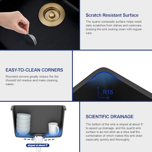 Évier de préparation compact en quartz pour optimiser les petits espaces