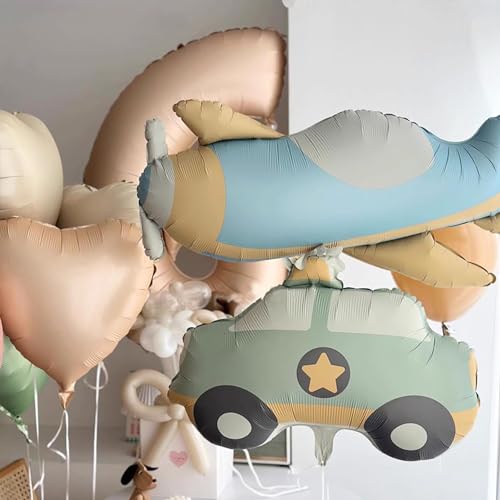 Image of Airplane Balloons 2 Pieces Matte Airplane Balloon Aeroplane Balloons | Airplane Foil Balloon Large Beautiful Caricature Decor Children Birthday Party Decoration for Boys Girls Birthday Decoration