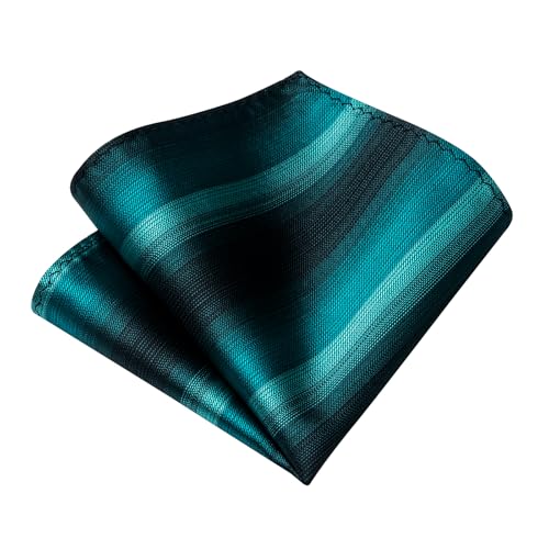 Image of DiBanGu Mens Tie Silk Plaid Striped Necktie and Pocket Square Cufflinks Tie Clip Set with Gift Box Formal Wedding Party