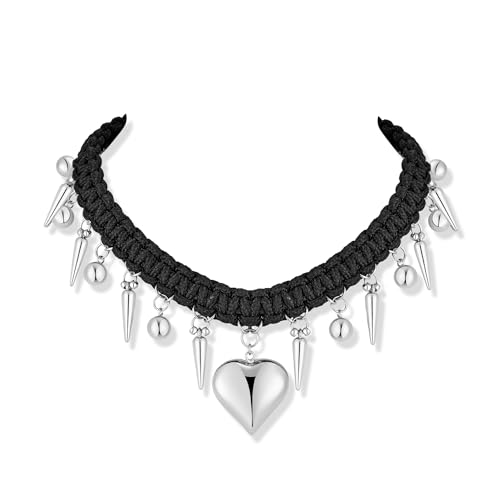 FAUTHENTICUTE Halloween Black Choker Necklace for Women Chunky Black Woven