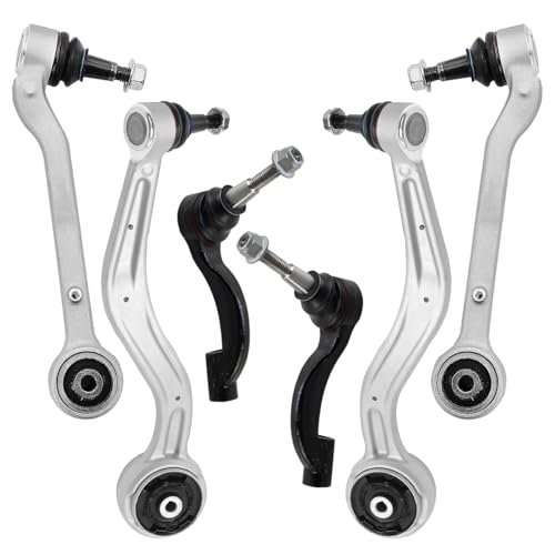 Image of Detroit Axle - RWD Front Control Arms Kit for 2013 2014 2015 2016 2017 2018 2019 Cadillac ATS, 4 Lower Forward and Rearward Control Arms with Ball Joint 2 Outer Tie Rods Replacement