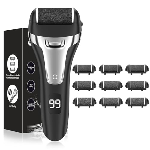 Hornhautentferner Elektrisch - Hornhaut Entfernen Fuß - Fusspflege Set Professionell mit 9 Ersatzrollen 2 Gear Hornhautentferner Pediküre Hornhautfeile Callus Remover für Fußpflege (Schwarz-9) Hornhautentferner Elektrisch - Hornhaut Entfernen Fuß - Fusspflege Set Professionell mit 9 Ersatzrollen 2 Gear Hornhautentferner Pediküre Hornhautfeile Callus Remover für Fußpflege (Schwarz-9)