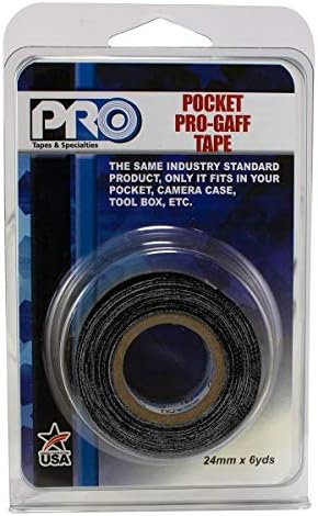 Pro Tapes Pocket Gaff Tape 1 inch (24mm) x 6 Yards Length Black Matte. Pocket Size Gaffers Tape. Made in The USA. Holds Tight, Easy to Remove.