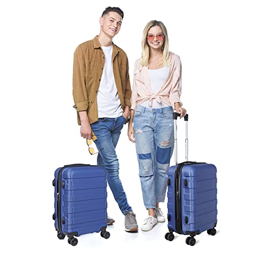 SUPER DEAL Spinner Luggage 21 Inch Hardside Expandable Suitcase Travel Carry On Luggage with 360&deg; Swivel Wheels and Height Adjustable Handle, Blue