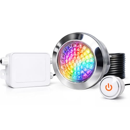 Generalman Luz LED RGB para spa, 2 pulgadas, impermeable, multicolor, para jacuzzis, piscinas frías, baños de hielo y spas, impermeable IP68, 12 V CC, con interruptor táctil y transformador