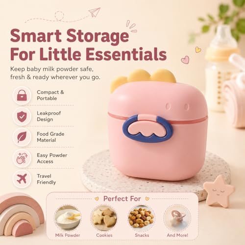 Image of StarAndDaisy Formula Milk Container for Baby Milk Powder Container with Scoop Holder, Portable Formula Dispense, Airtight First Feed Baby Food Storage Container /Box for Travel 200 Grams (Bunny-Peach)