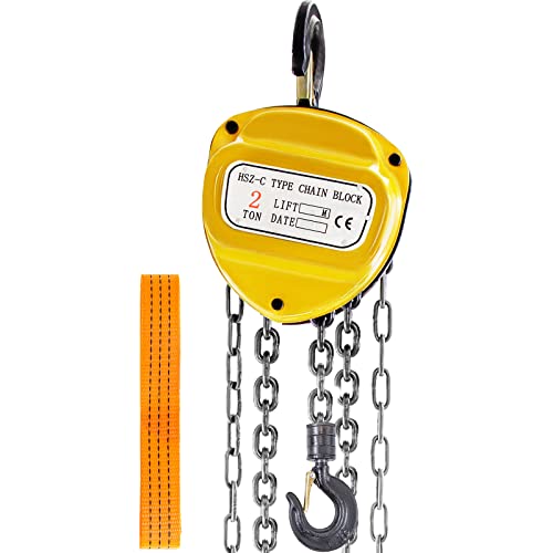 VEVOR Chain Hoist 4400lbs/2ton Chain Block Hoist Manual Chain Hoist 3m/10ft Block Chain Hand Chain Lifting Hoist with Hooks Chain Pulley Tackle Hoist Winch