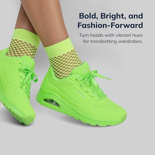 Skechers Women's Uno-Night Shades Sneaker Cooled Memory Foam, Skech-Air Midsole, Durabuck Upper, Lime, 7.5