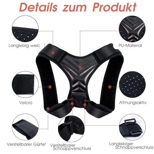 ETRSAIRL Rückenstützgürtel, Rücken Geradehalter, Haltungskorrektur Rücken Damen & Herren, Haltungstrainer, Haltungskorrektur für Gerade Haltung, Back Posture Corrector, Körperhaltung Verbessern
