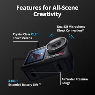 DJI Osmo Action 5 Pro Essential Combo, Waterproof Action Camera with 1/1.3" Sensor, 4K/120fps Video, Subject Tracking, Stabilization, Dual OLED Touchscreens, Ideal for Sports, Vlog