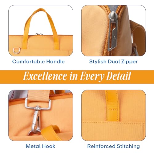 Image of Protecta Grace Office Laptop Messenger Bag for Men and Women Canvas Look Laptop Briefcase Water Repellent Padded Laptop Messenger Sleeve Bag 15.6 Inch Ideal for Office & Work in Color Yellow